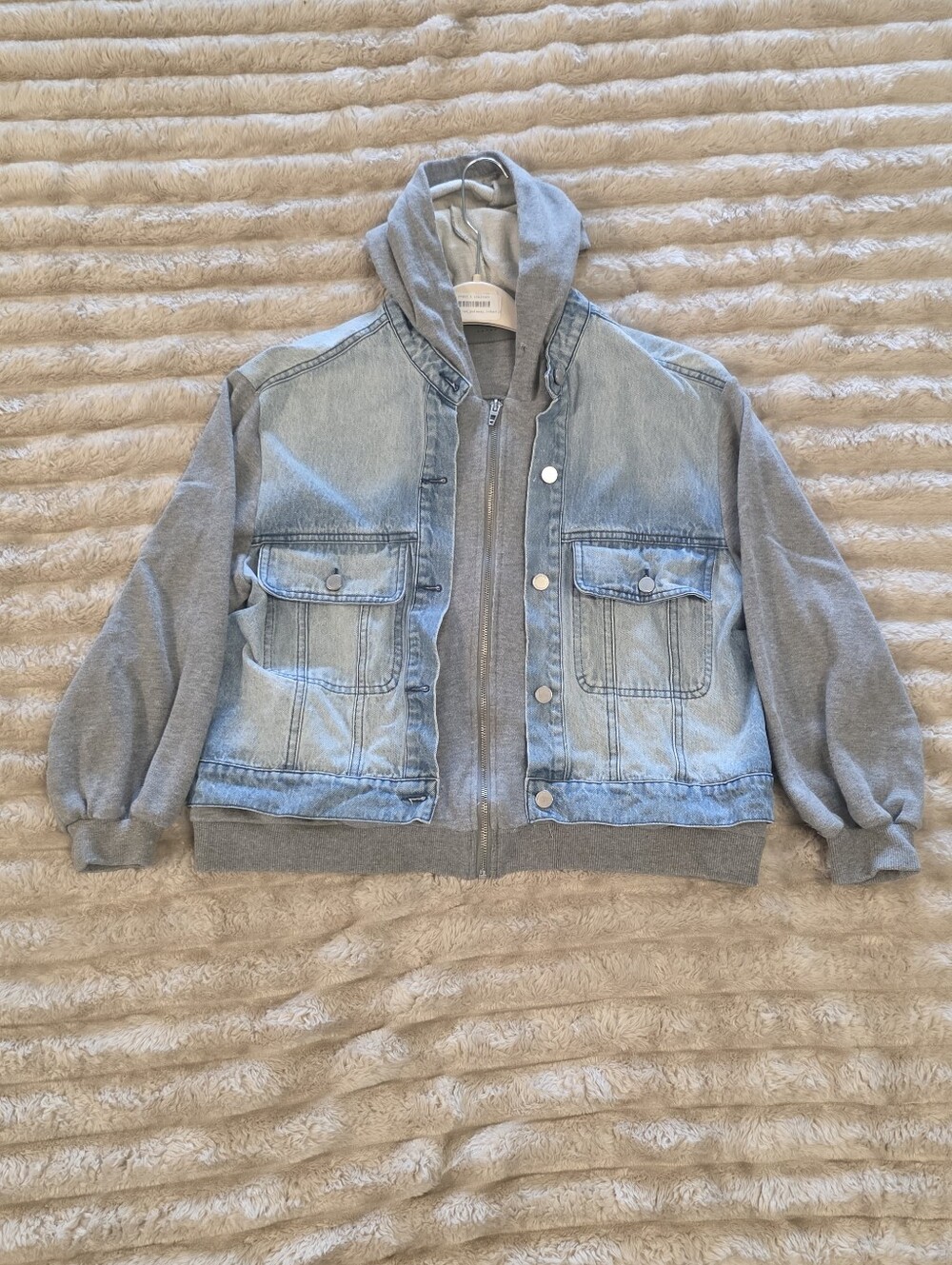 Blank NYC Gray Hooded Jacket with Gray Sweatshirt Trim